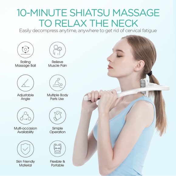 Neck, Shoulder, Waist, Legs Massager Pain Relief Deep Tissue Shiatsu Portable - Picture 2 of 8